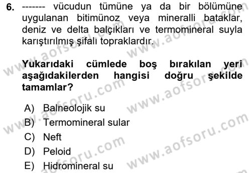 Alternatif Turizm Dersi 2023 - 2024 Yılı (Final) Dönem Sonu Sınav Soruları 6. Soru