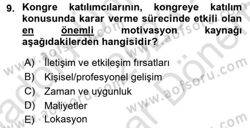 Alternatif Turizm Dersi 2023 - 2024 Yılı (Final) Dönem Sonu Sınav Soruları 9. Soru