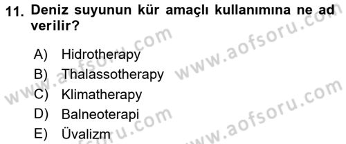 Alternatif Turizm Dersi 2023 - 2024 Yılı Yaz Okulu Sınav Soruları 11. Soru