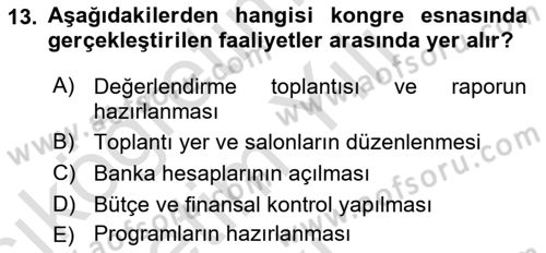 Alternatif Turizm Dersi 2023 - 2024 Yılı Yaz Okulu Sınav Soruları 13. Soru