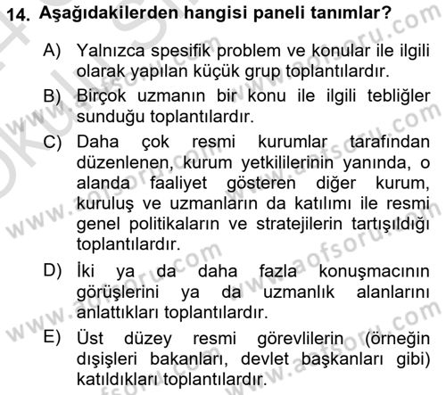 Alternatif Turizm Dersi 2023 - 2024 Yılı Yaz Okulu Sınav Soruları 14. Soru