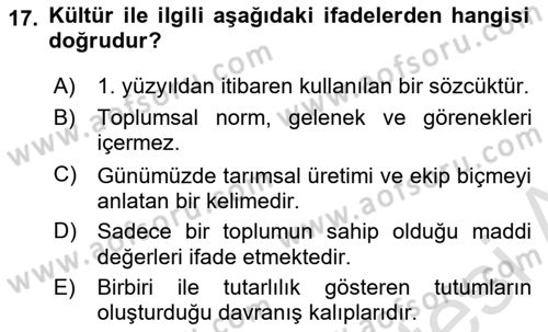 Alternatif Turizm Dersi 2023 - 2024 Yılı Yaz Okulu Sınav Soruları 17. Soru