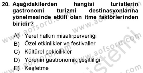 Alternatif Turizm Dersi 2023 - 2024 Yılı Yaz Okulu Sınav Soruları 20. Soru