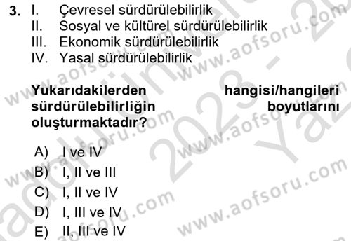 Alternatif Turizm Dersi 2023 - 2024 Yılı Yaz Okulu Sınav Soruları 3. Soru