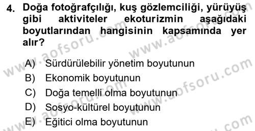 Alternatif Turizm Dersi 2023 - 2024 Yılı Yaz Okulu Sınav Soruları 4. Soru