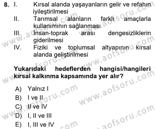 Alternatif Turizm Dersi 2023 - 2024 Yılı Yaz Okulu Sınav Soruları 8. Soru
