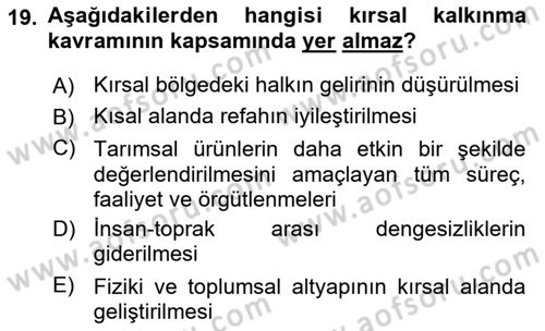 Alternatif Turizm Dersi 2024 - 2025 Yılı (Vize) Ara Sınav Soruları 19. Soru