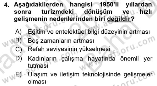 Alternatif Turizm Dersi 2024 - 2025 Yılı (Vize) Ara Sınav Soruları 4. Soru