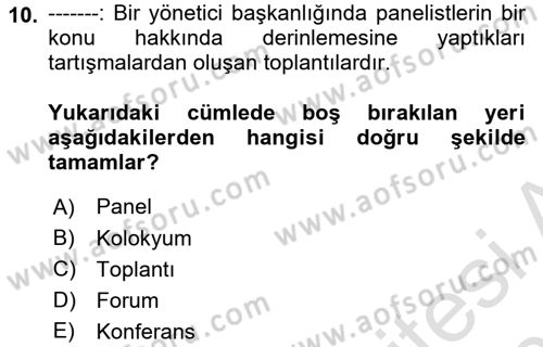 Alternatif Turizm Dersi 2024 - 2025 Yılı (Final) Dönem Sonu Sınav Soruları 10. Soru