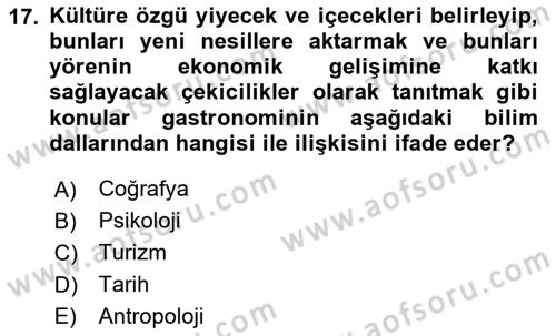 Alternatif Turizm Dersi 2024 - 2025 Yılı (Final) Dönem Sonu Sınav Soruları 17. Soru