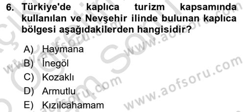 Alternatif Turizm Dersi 2024 - 2025 Yılı (Final) Dönem Sonu Sınav Soruları 6. Soru