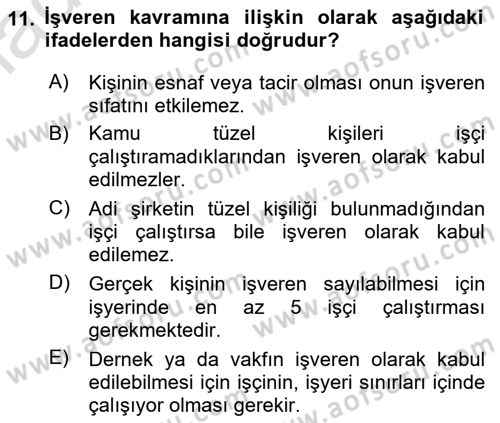 Turizm Mevzuatı Dersi 2020 - 2021 Yılı Yaz Okulu Sınav Soruları 11. Soru
