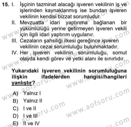 Turizm Mevzuatı Dersi 2020 - 2021 Yılı Yaz Okulu Sınav Soruları 15. Soru