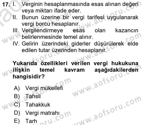 Turizm Mevzuatı Dersi 2020 - 2021 Yılı Yaz Okulu Sınav Soruları 17. Soru