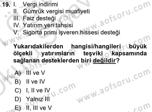 Turizm Mevzuatı Dersi 2020 - 2021 Yılı Yaz Okulu Sınav Soruları 19. Soru