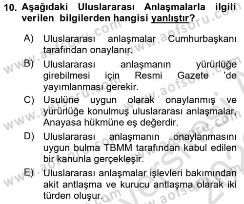 Turizm Mevzuatı Dersi 2021 - 2022 Yılı (Vize) Ara Sınav Soruları 10. Soru