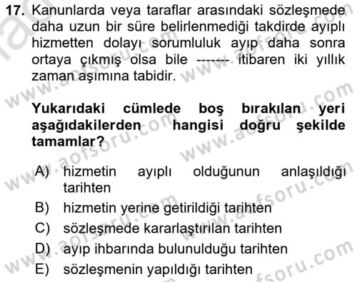 Turizm Mevzuatı Dersi Ara Sınavı Deneme Sınav Soruları 17. Soru