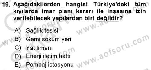 Turizm Mevzuatı Dersi Ara Sınavı Deneme Sınav Soruları 19. Soru