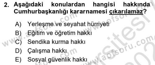 Turizm Mevzuatı Dersi Ara Sınavı Deneme Sınav Soruları 2. Soru