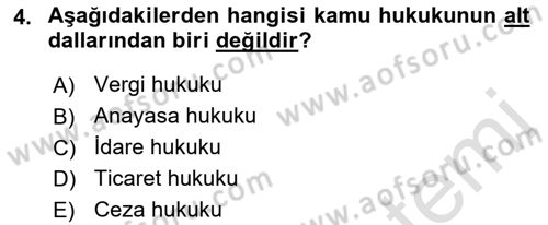 Turizm Mevzuatı Dersi Ara Sınavı Deneme Sınav Soruları 4. Soru