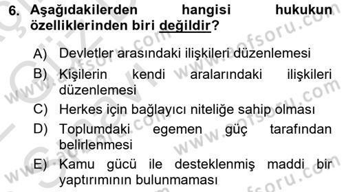 Turizm Mevzuatı Dersi Ara Sınavı Deneme Sınav Soruları 6. Soru