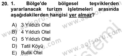 Turizm Mevzuatı Dersi 2021 - 2022 Yılı (Final) Dönem Sonu Sınav Soruları 20. Soru