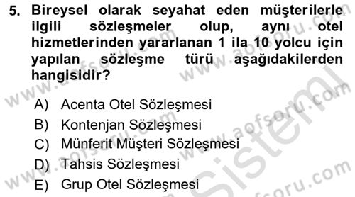 Turizm Mevzuatı Dersi 2021 - 2022 Yılı (Final) Dönem Sonu Sınav Soruları 5. Soru
