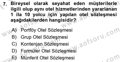 Turizm Mevzuatı Dersi 2021 - 2022 Yılı (Final) Dönem Sonu Sınav Soruları 7. Soru