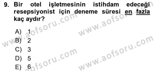 Turizm Mevzuatı Dersi 2021 - 2022 Yılı (Final) Dönem Sonu Sınav Soruları 9. Soru