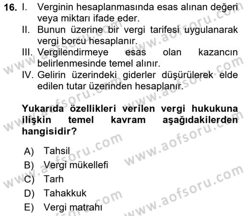 Turizm Mevzuatı Dersi 2021 - 2022 Yılı Yaz Okulu Sınav Soruları 16. Soru