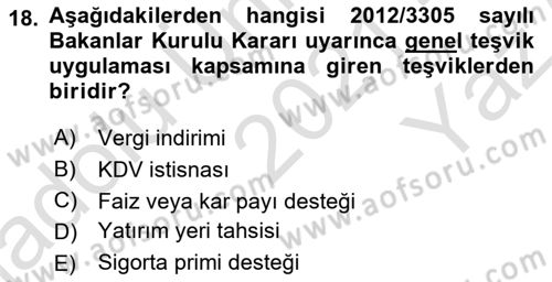 Turizm Mevzuatı Dersi 2021 - 2022 Yılı Yaz Okulu Sınav Soruları 18. Soru