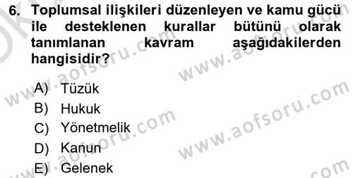 Turizm Mevzuatı Dersi 2021 - 2022 Yılı Yaz Okulu Sınav Soruları 6. Soru