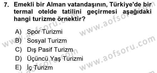 Turizm Mevzuatı Dersi 2021 - 2022 Yılı Yaz Okulu Sınav Soruları 7. Soru