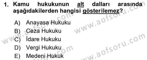 Turizm Mevzuatı Dersi Ara Sınavı Deneme Sınav Soruları 1. Soru