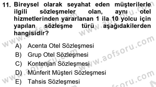 Turizm Mevzuatı Dersi 2022 - 2023 Yılı (Final) Dönem Sonu Sınav Soruları 11. Soru