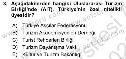 Turizm Mevzuatı Dersi 2022 - 2023 Yılı (Final) Dönem Sonu Sınav Soruları 3. Soru
