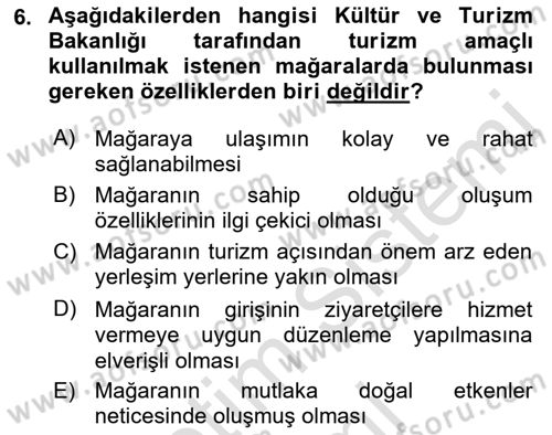 Turizm Mevzuatı Dersi 2022 - 2023 Yılı (Final) Dönem Sonu Sınav Soruları 6. Soru