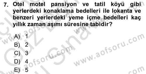 Turizm Mevzuatı Dersi 2022 - 2023 Yılı (Final) Dönem Sonu Sınav Soruları 7. Soru