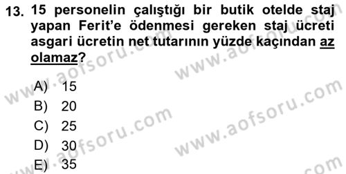 Turizm Mevzuatı Dersi 2022 - 2023 Yılı Yaz Okulu Sınav Soruları 13. Soru