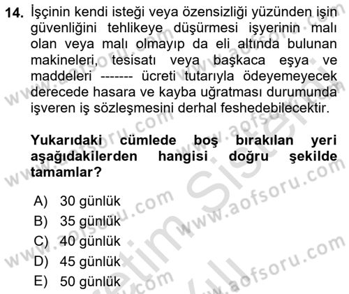 Turizm Mevzuatı Dersi 2022 - 2023 Yılı Yaz Okulu Sınav Soruları 14. Soru