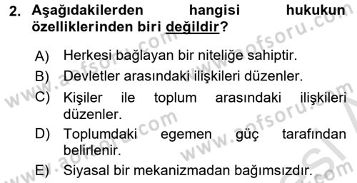 Turizm Mevzuatı Dersi Ara Sınavı Deneme Sınav Soruları 2. Soru