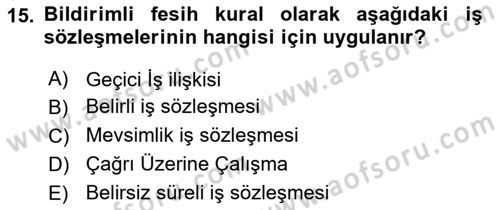 Turizm Mevzuatı Dersi 2023 - 2024 Yılı (Final) Dönem Sonu Sınav Soruları 15. Soru