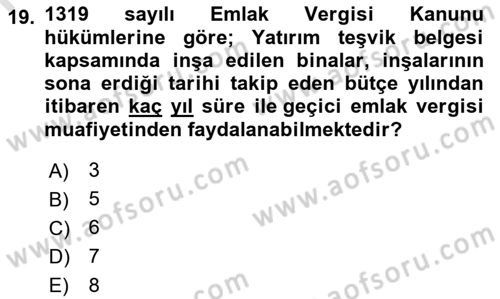 Turizm Mevzuatı Dersi 2023 - 2024 Yılı (Final) Dönem Sonu Sınav Soruları 19. Soru