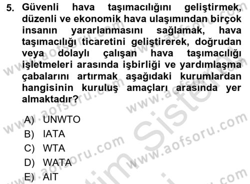 Turizm Mevzuatı Dersi 2023 - 2024 Yılı (Final) Dönem Sonu Sınav Soruları 5. Soru