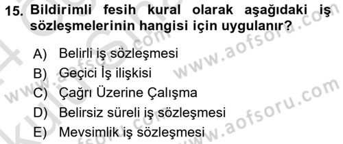 Turizm Mevzuatı Dersi 2023 - 2024 Yılı Yaz Okulu Sınav Soruları 15. Soru