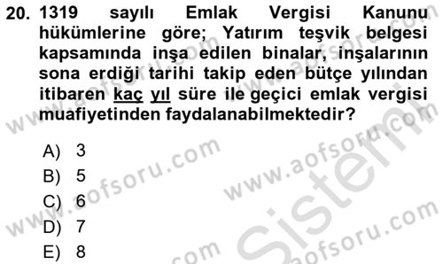 Turizm Mevzuatı Dersi 2023 - 2024 Yılı Yaz Okulu Sınav Soruları 20. Soru