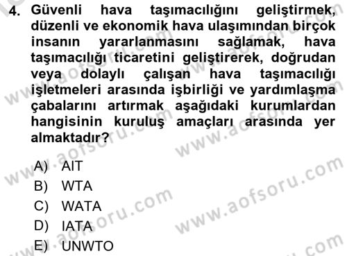 Turizm Mevzuatı Dersi 2023 - 2024 Yılı Yaz Okulu Sınav Soruları 4. Soru