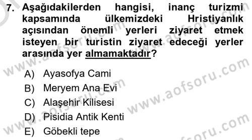 Turizm Mevzuatı Dersi 2023 - 2024 Yılı Yaz Okulu Sınav Soruları 7. Soru