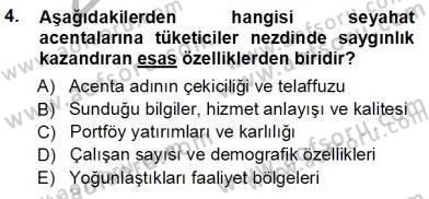 Seyahat Acentacılığı ve Tur Operatörlüğü Dersi Ara Sınavı Deneme Sınav Soruları 4. Soru