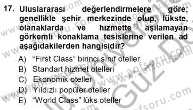 Seyahat Acentacılığı ve Tur Operatörlüğü Dersi 2013 - 2014 Yılı (Vize) Ara Sınavı 17. Soru